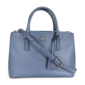 Tory Burch Blue Robinson Mini Double Zip Satchel